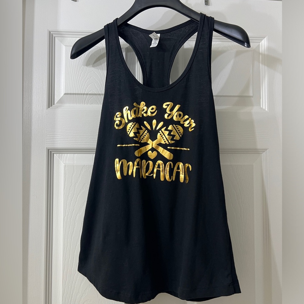 Shake Your Maracas Black & Gold Tank Top